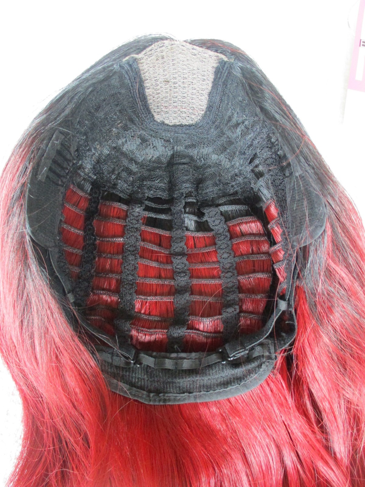 Red Black Ombre 26″ Straight Quality Wig Synthetic Washable Hot Now Lace front