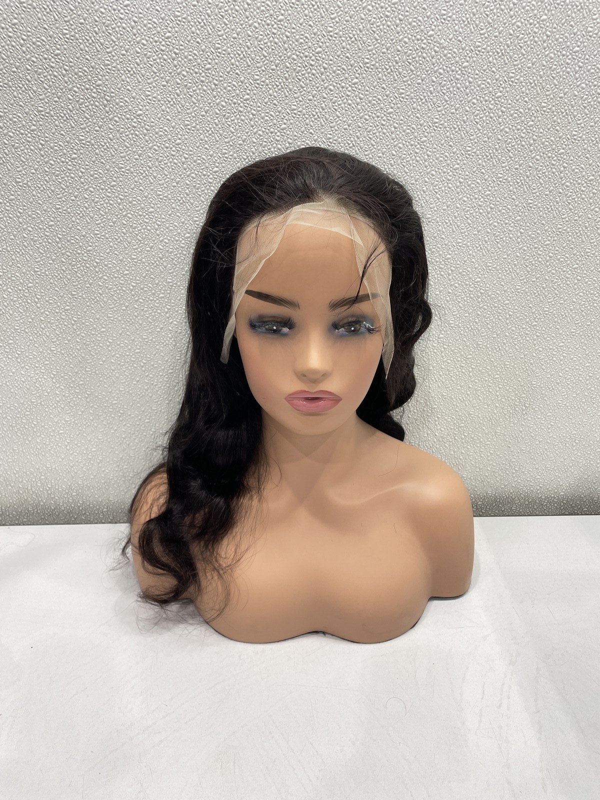 Natural Black Body Wave Human Hair Blend 13×4 Lace Front 180% Density Wig, 18″