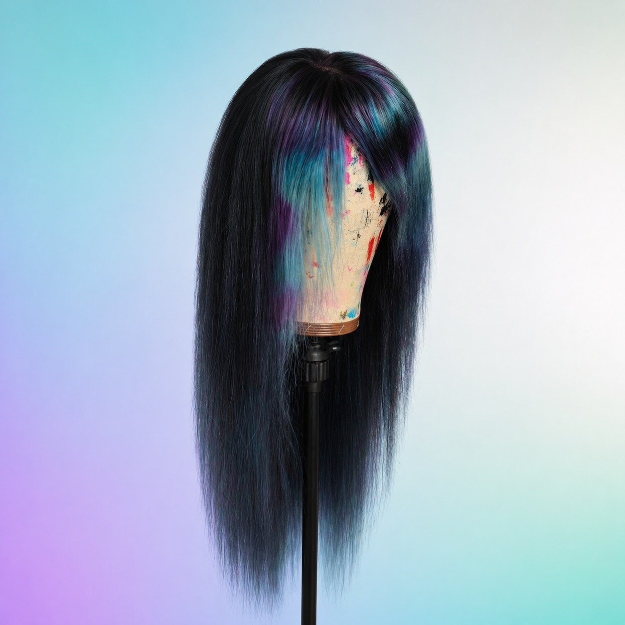 Mermaid Human Hair Scene Wig, 26 Inch 13×6 Lace Front Cyber Rave Emo Goth Y2K