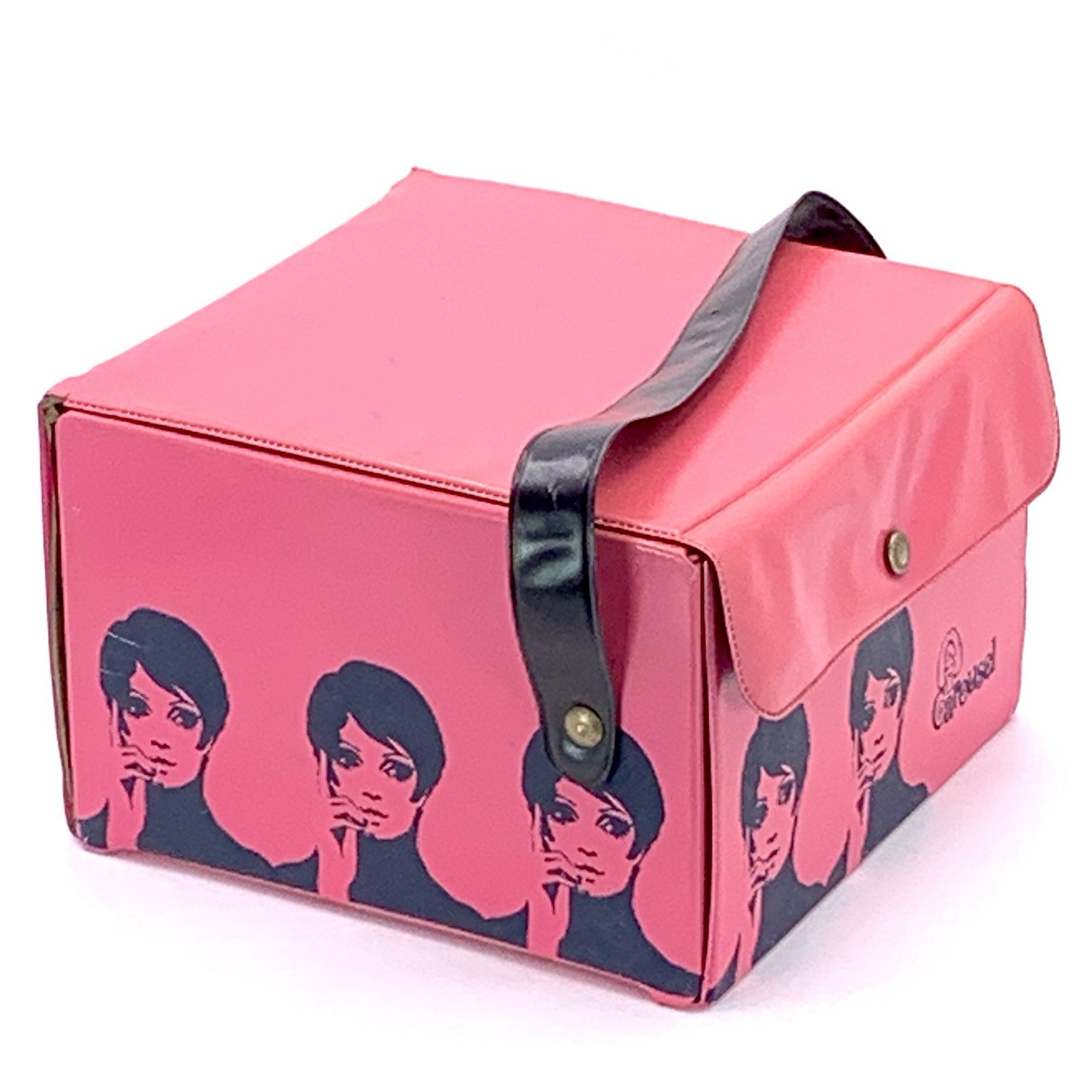 Vintage Carousel Mod Wig Carry Case Pink Vinyl with Wiglet Hairpiece * Read