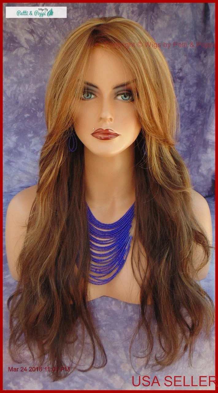 LONG SLIGHTLY WAVY WIG HEAT SAFE SKIN TOP CALI BLONDE STRIKING STYLE 1284