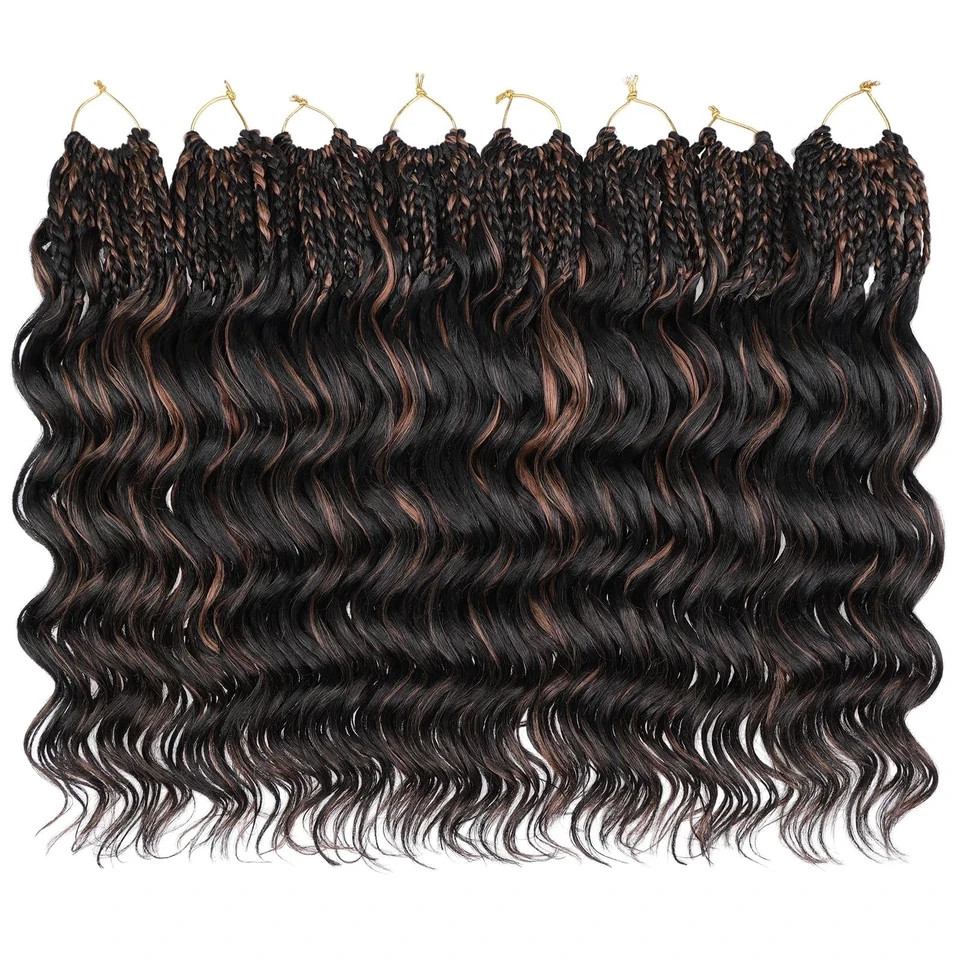 Leeven Pre Looped Ocean Wave Crochet Hair 14 Inch 8 Packs Short Curly Crochet…