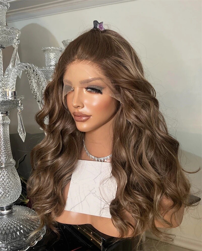 Woman Ombre Chocolate Brown Lace Front Human Hair Wig Preplucked