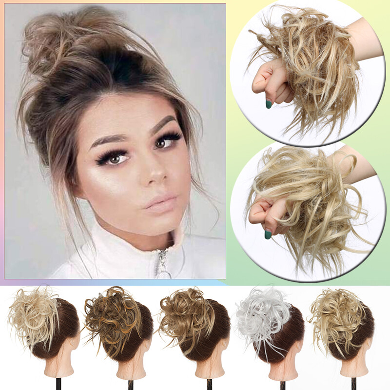 Real Natural Clip In As Human Hair Extension Bun Pony Tail Wrap On Scrunchie O6