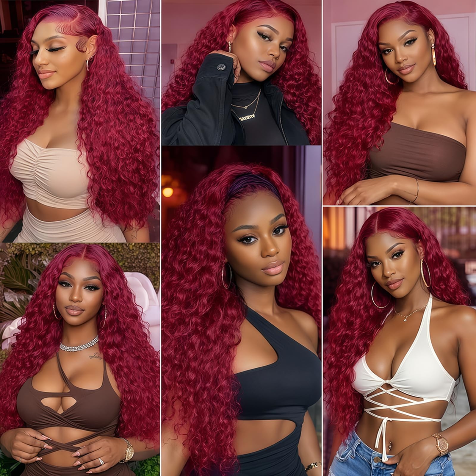 Lumwav Burgundy Deep Wave Bundles Human Hair 99J Color 24 26 28 Inch Brazilian