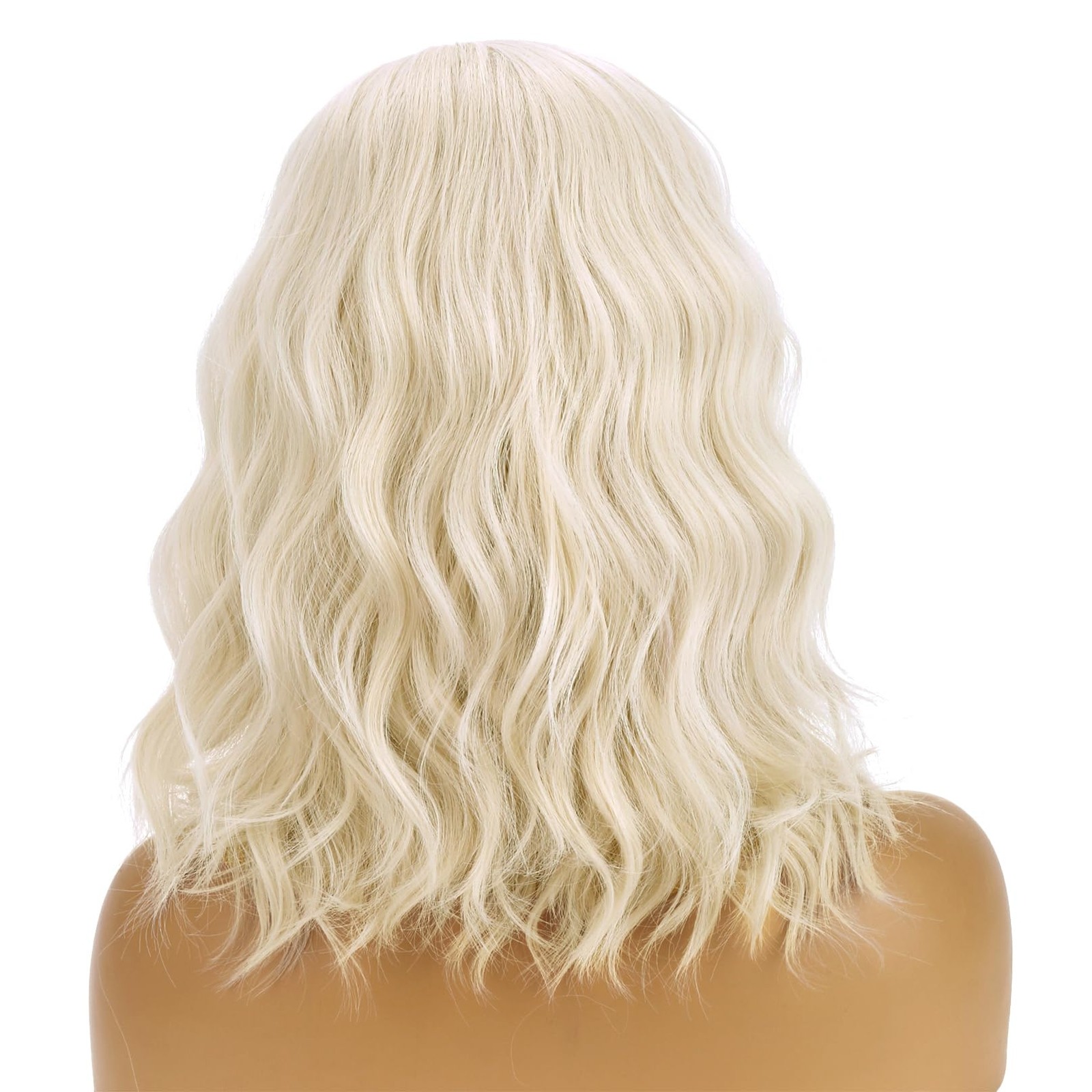 Blonde Wigs for Womens Short Curly Wavy Wig Girls Platinum Blonde Side Part W…