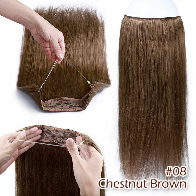 Invisible Wire Clipless Real Remy Human Hair Extension One Piece Long Weft