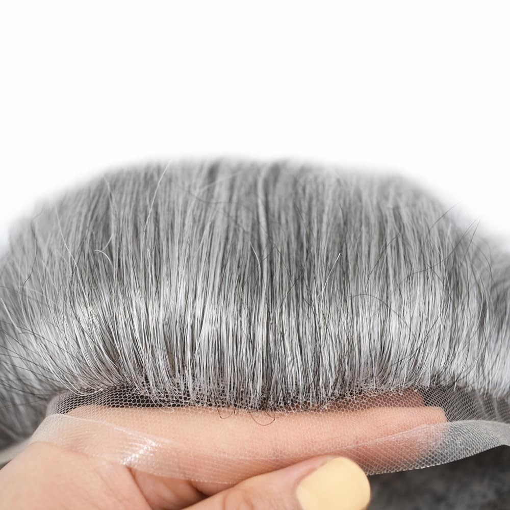 French Lace FrontToupee for Men HairSystem Replacement Mono Mens Hairpiece Wig