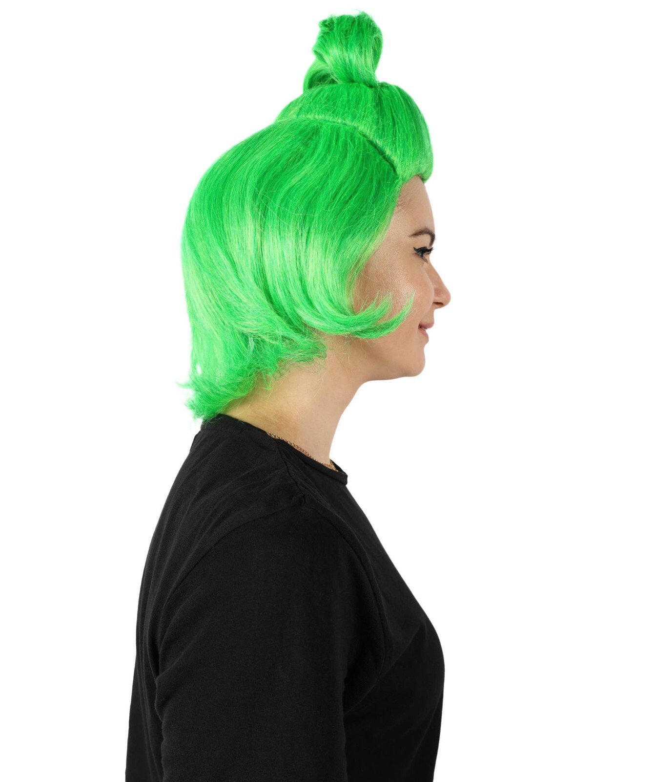 Adult Women’s Green Queen Grinch Wig, Breathable Capless Cap, Flame-Retardant
