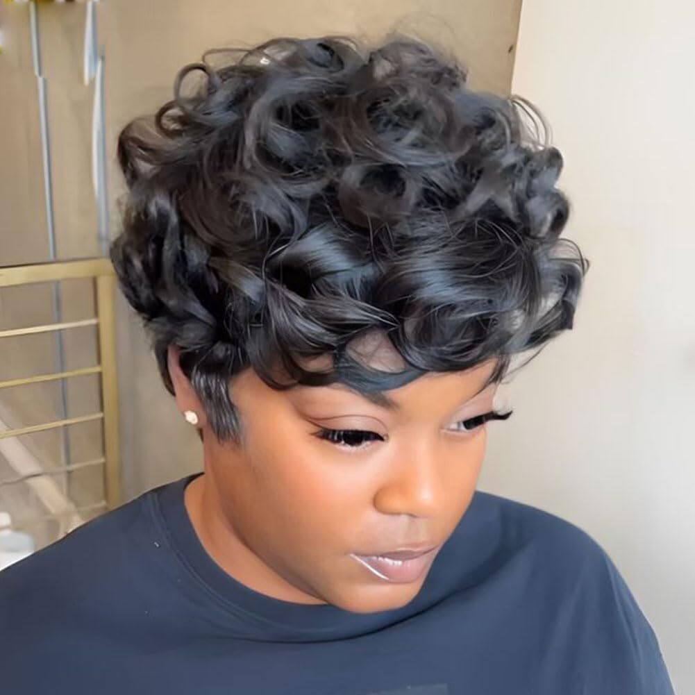 Pixie Cut Straight Short Bob Wig for Black Women 100% Brazilian Human Hair Gifts