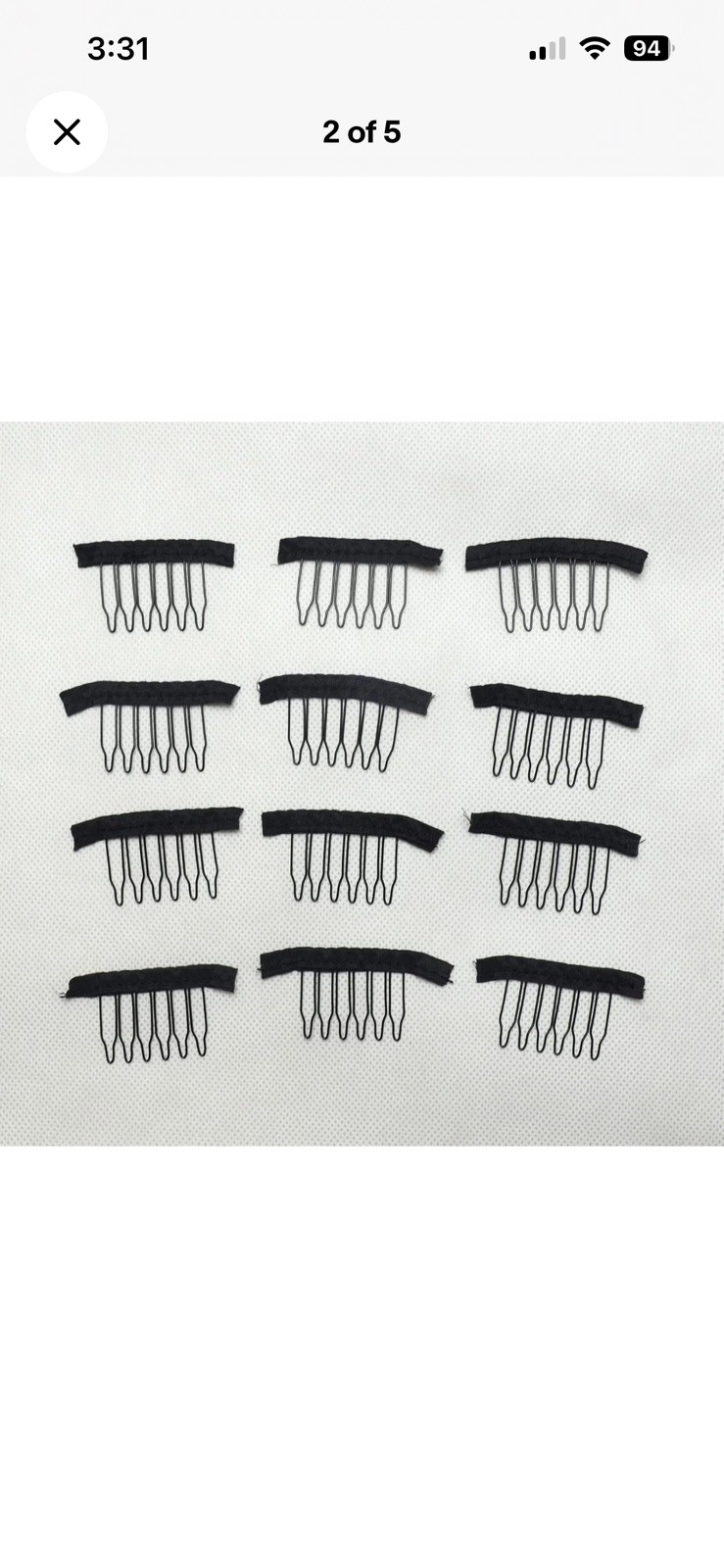 12 pcs Wig Combs for Making Wig,6 Teeth Clips Steel 12 pcs, Black 1-1/4” per pc
