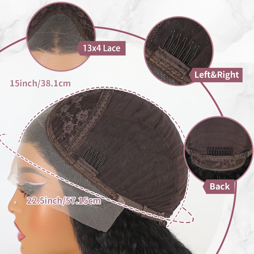 Kinky Straight Long Black Lace Front Wigs Women Daily Use Pre Plucked Hairline
