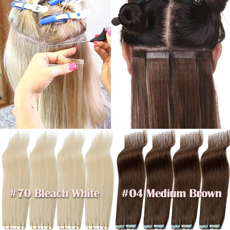 16″ 18″ 20″ 22″ Tape In Skin Weft 100% Remy Human Hair Extensions Skin Weft W868