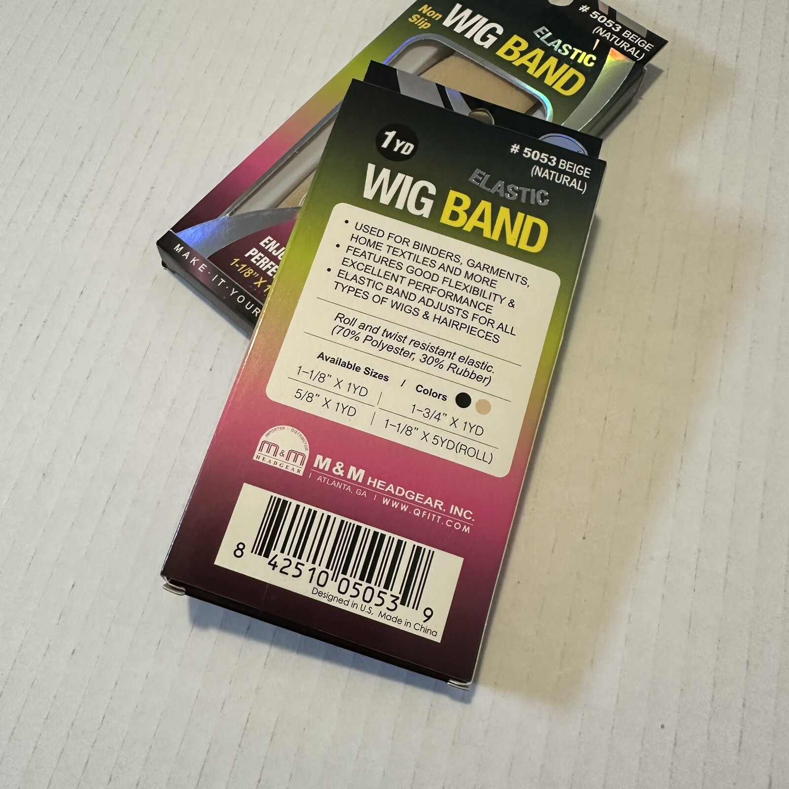 Qfitt Elastic Wig Band Lot Of 2 Beige Natural 5053 New 1 Yard Each Non Slip