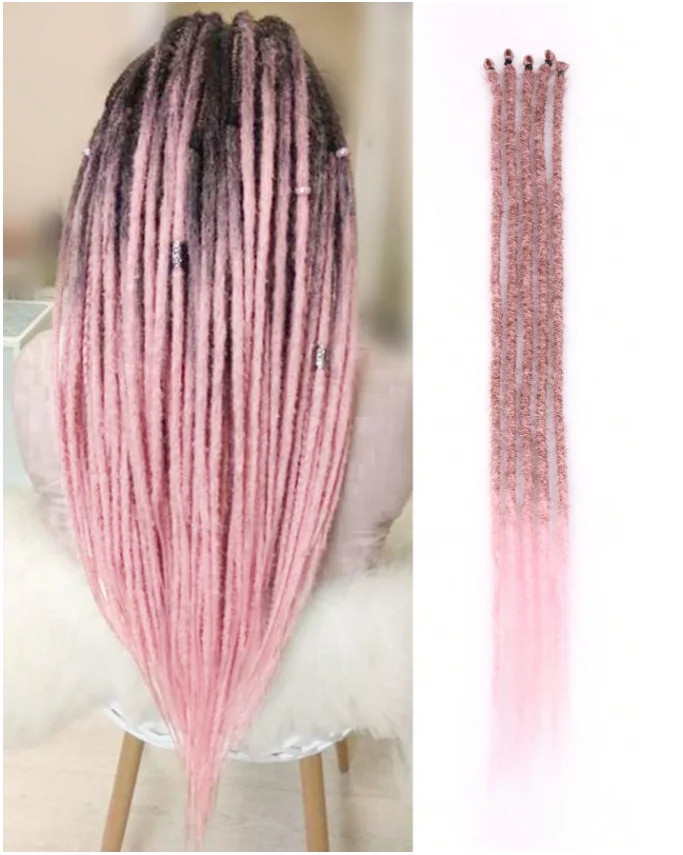 Hippie Style Single Ended Soft Synthetic Dreadlock Hair Extensions for Women