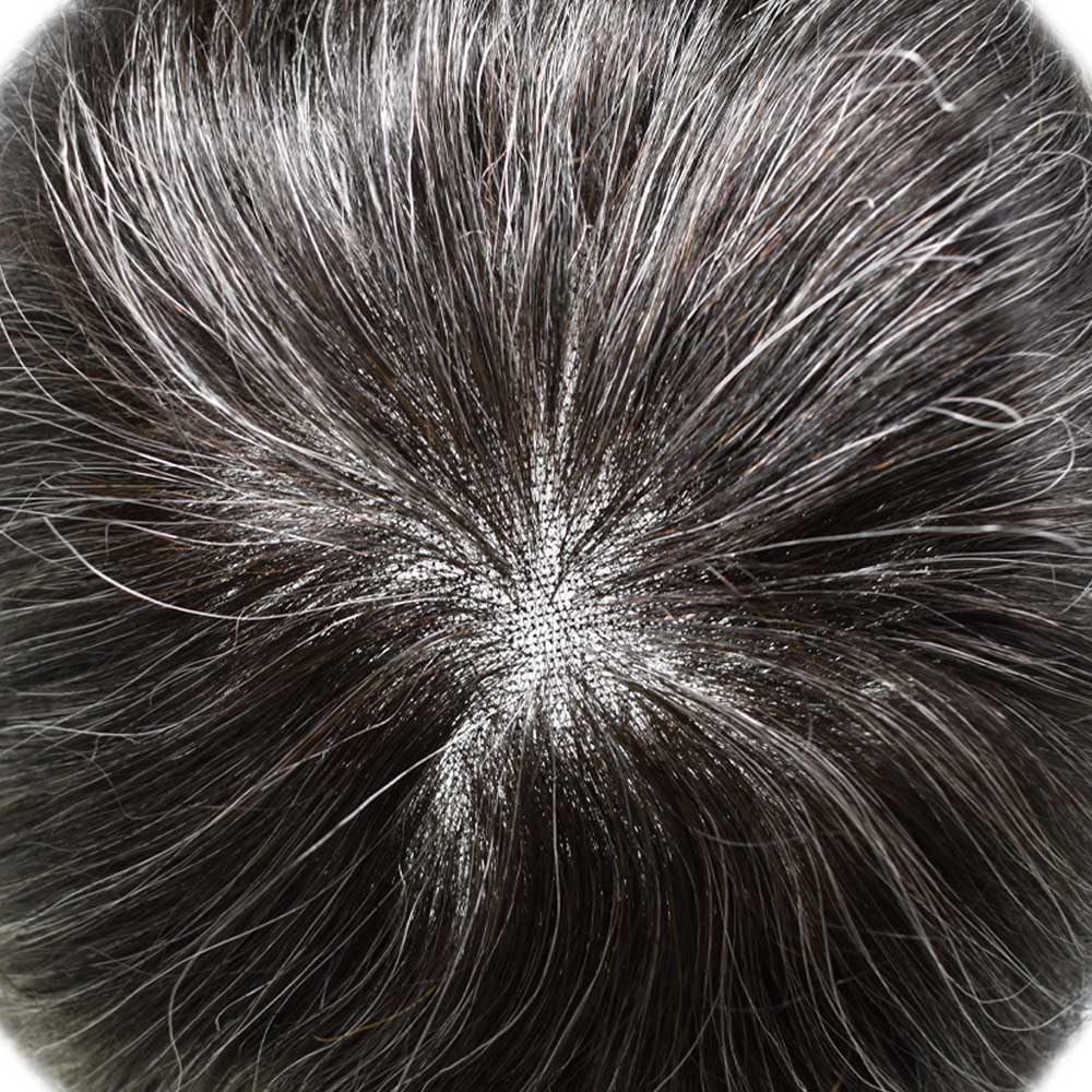 Mens Toupee Human Hair Replacement System French Lace Front Poly Skin Hairpiece