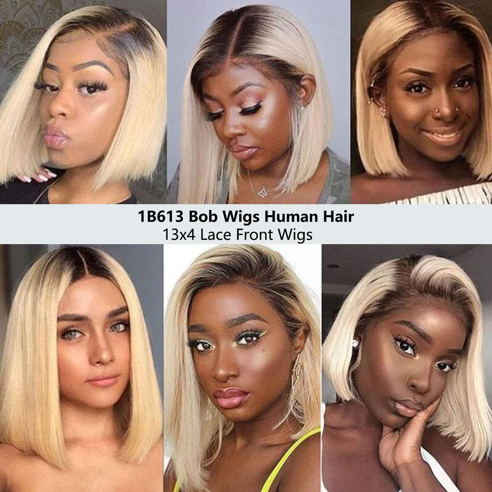 Oimigo Highlight Bob Wigs Human Hair 13X4 Hd Lace Frontal Wig Part Blonde Bob