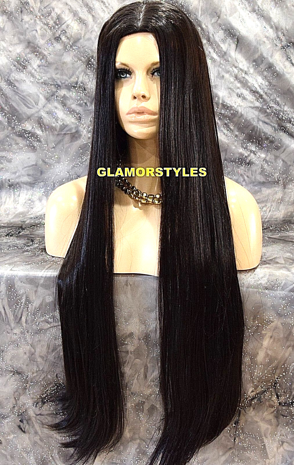 40” FULL WIG EXTRA LONG STRAIGHT SKIN HAIR PART DARK BROWN #2 HAIR PIECE NWT