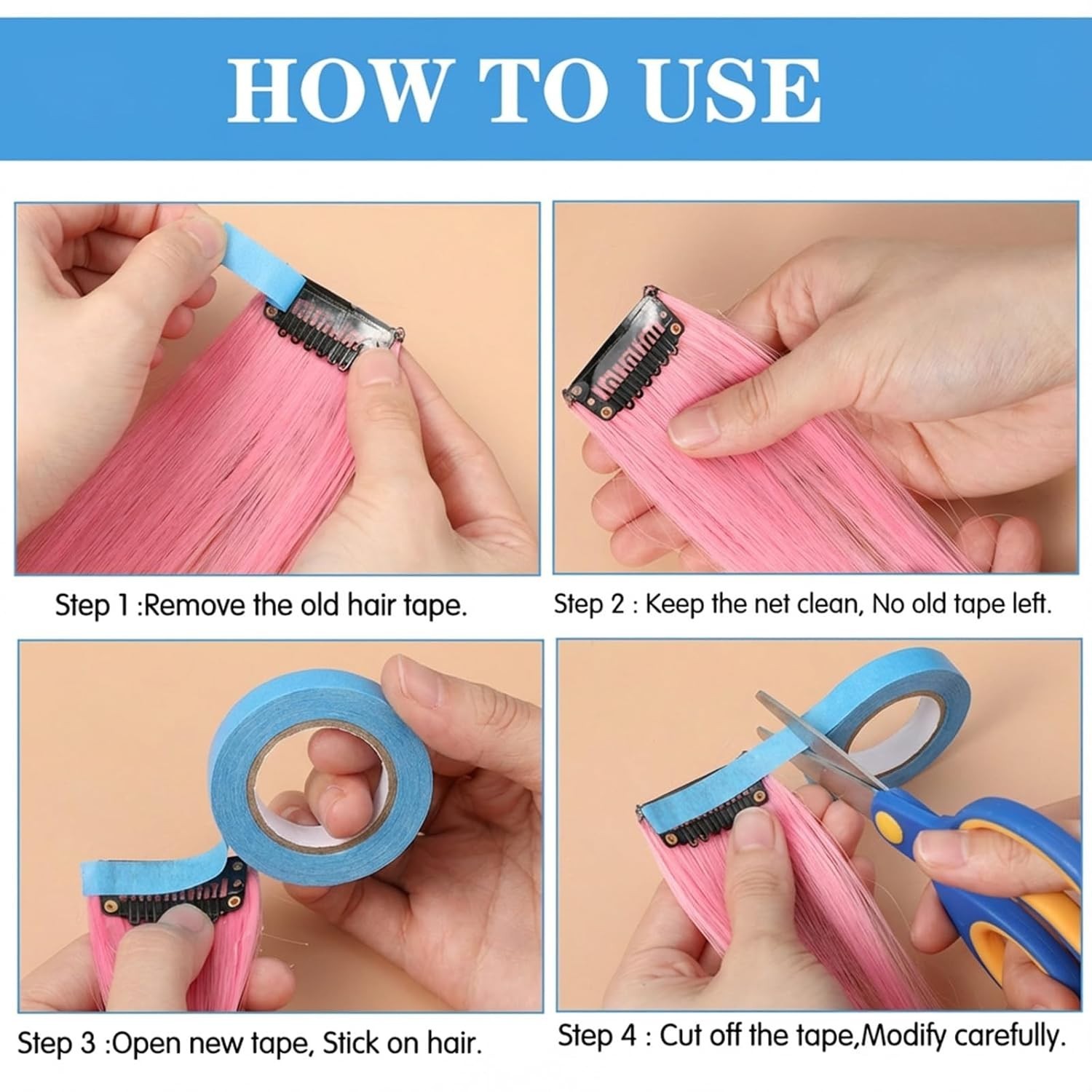 Invisible Blue Hair Extension Tape – 3 Yards Double-Sided for Professional Use