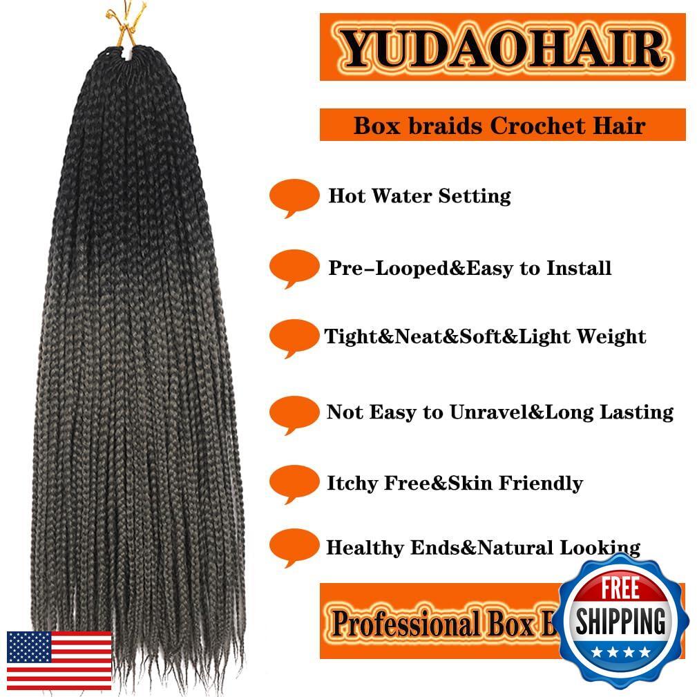 Box Braids Crochet Hair 24 Inch Prelooped Crochet Hair Extensions Hand Made 3