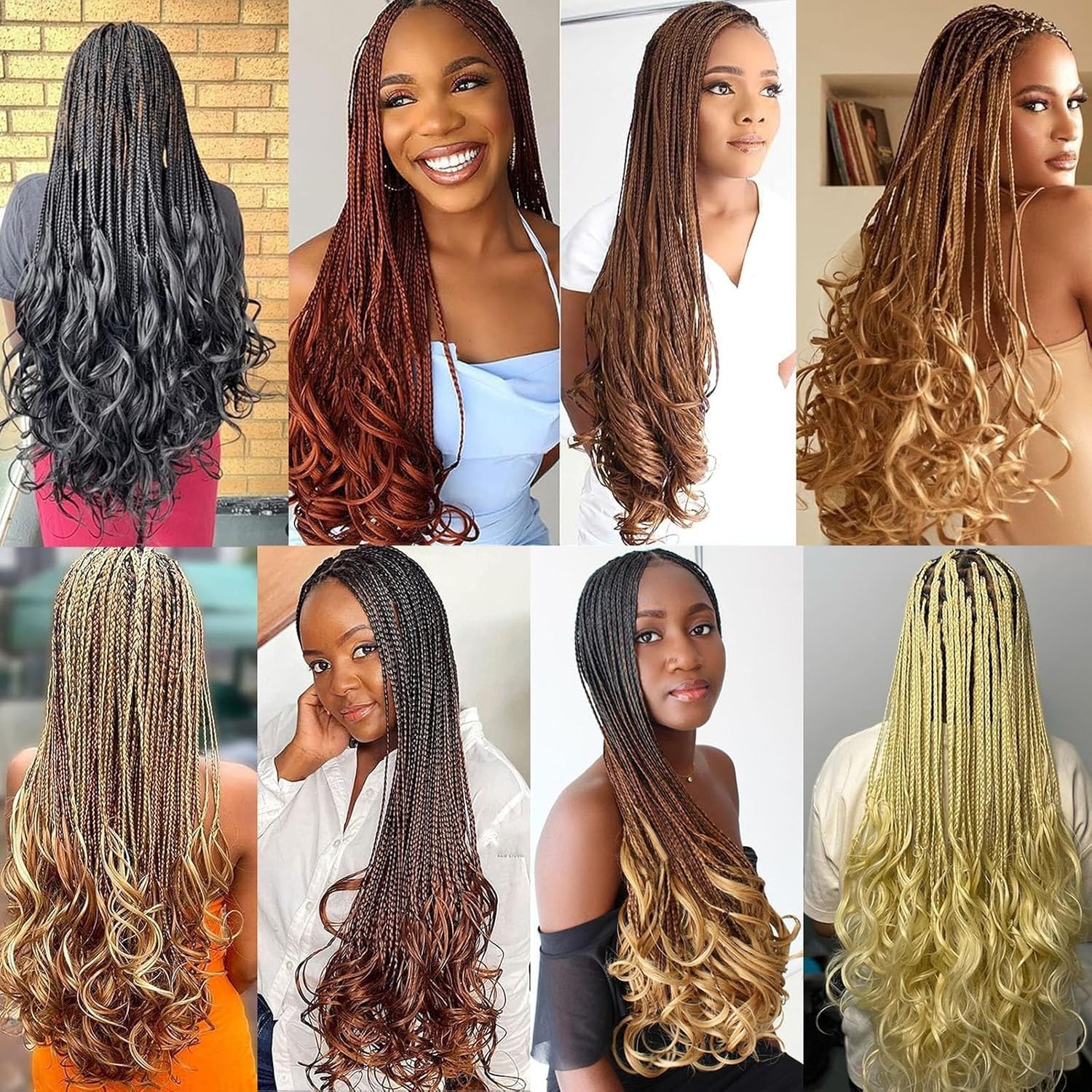Xtrend 30 Inch French Curly Braiding Hair 8 Packs Loose Wave Bouncy – Black