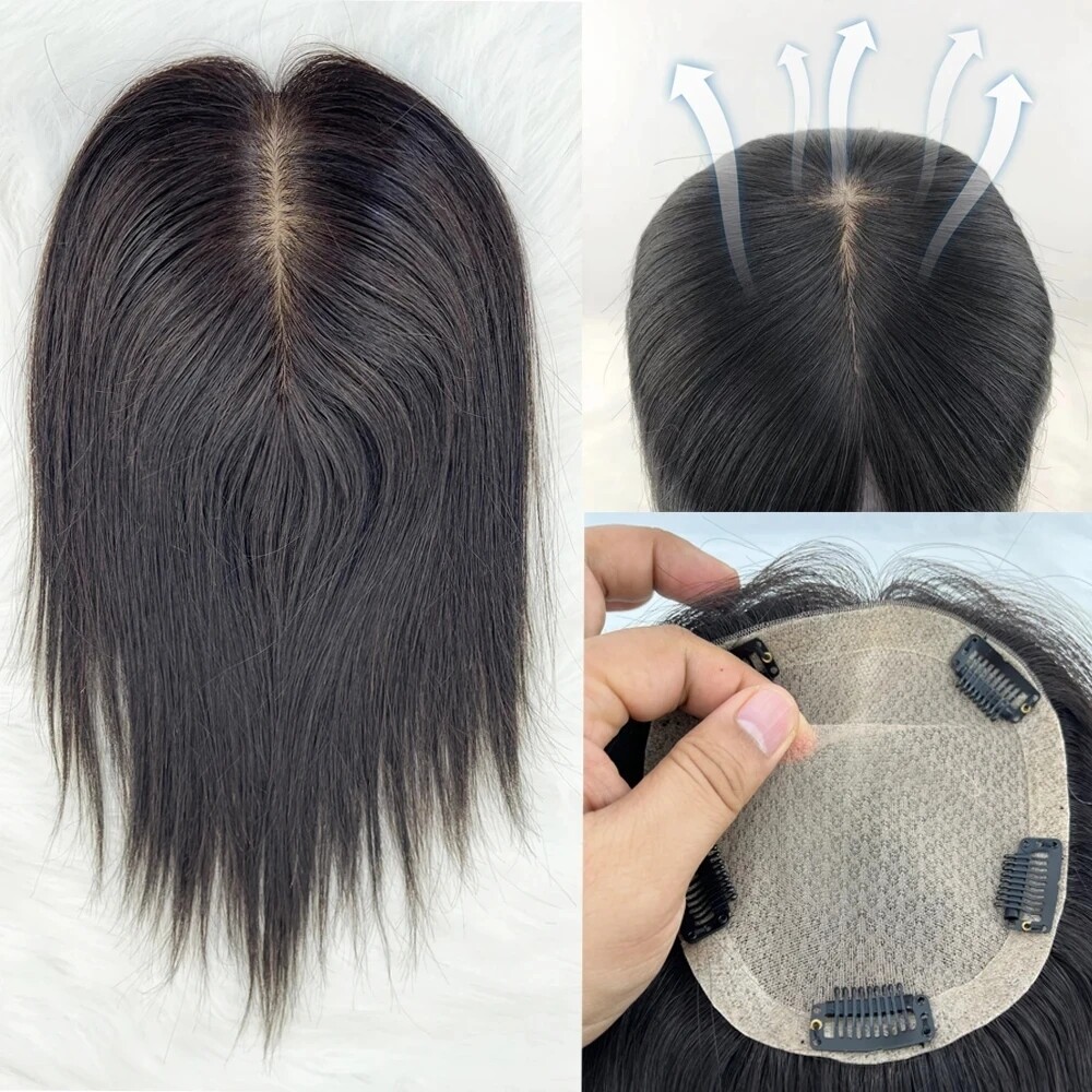 15x17cm Silk Base Human Hair Topper Breathable Silk Top Hair Piece for Women