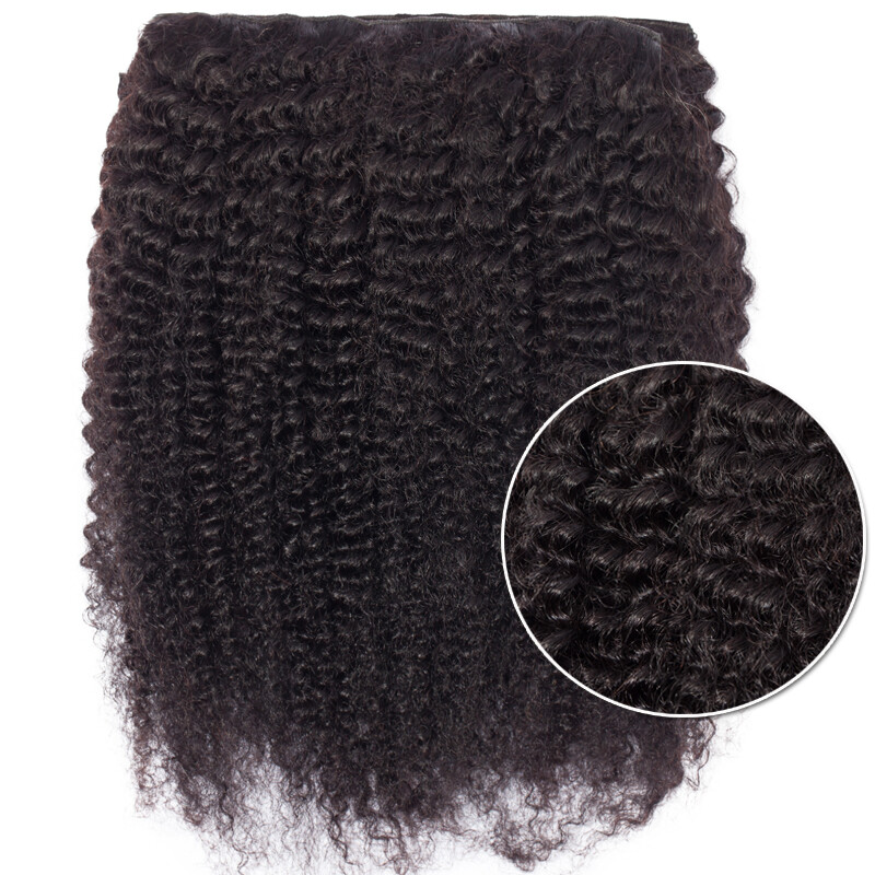Yaki Straight Virgin Clip In Human Hair Extensions African Kinky Curly THICK 24″