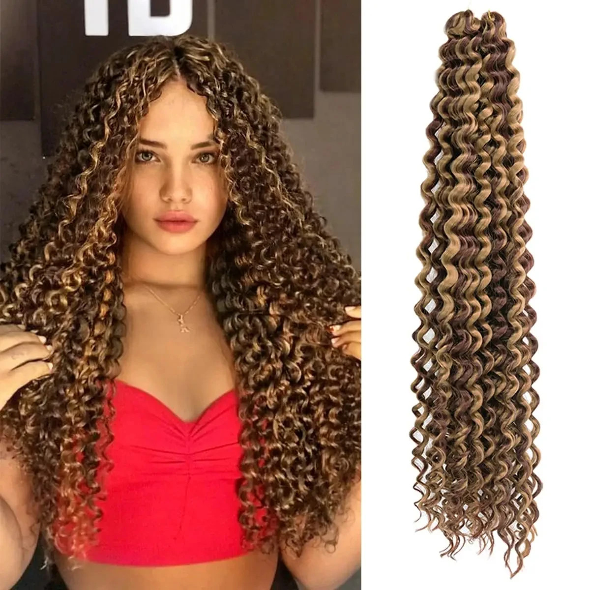 Ocean Wave Crochet Hair 28Inch Ariel Curly Synthetic Loose Deep Wave Braiding