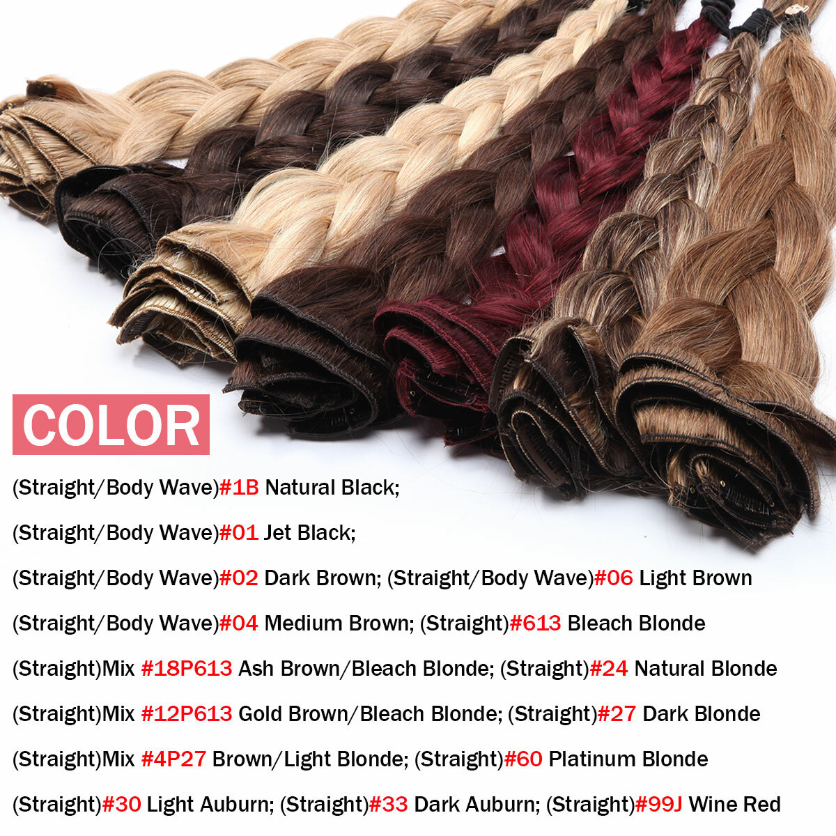 One Piece 110G Thick Real Hair Extensions Clip In Human Hair Weft 3/4 Full Head