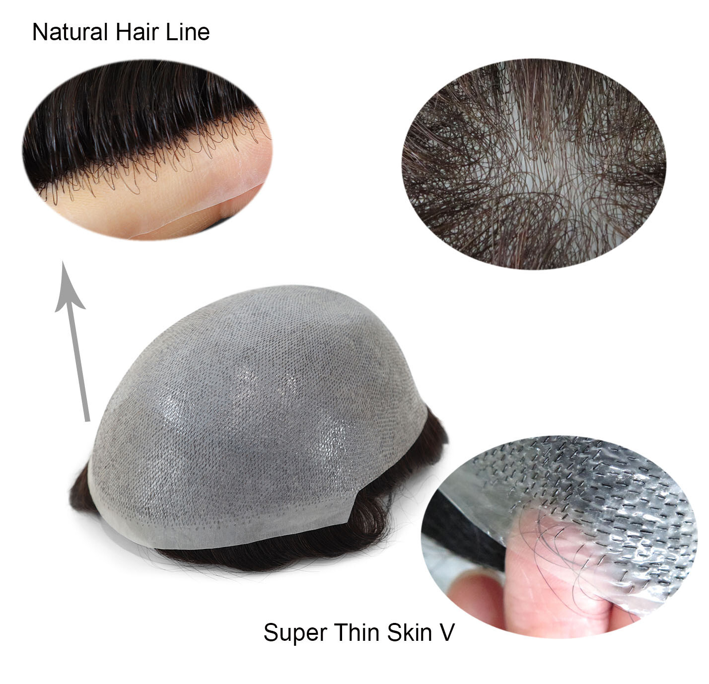Ultra Thin Skin Mens Toupee Hairpiece Invisible Poly PU Hair Systems Replacement