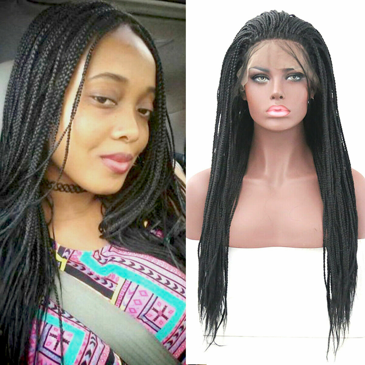 Long Micro Box Braids 13X4 Lace Front Wig Braided Wigs with Baby Hair for Women