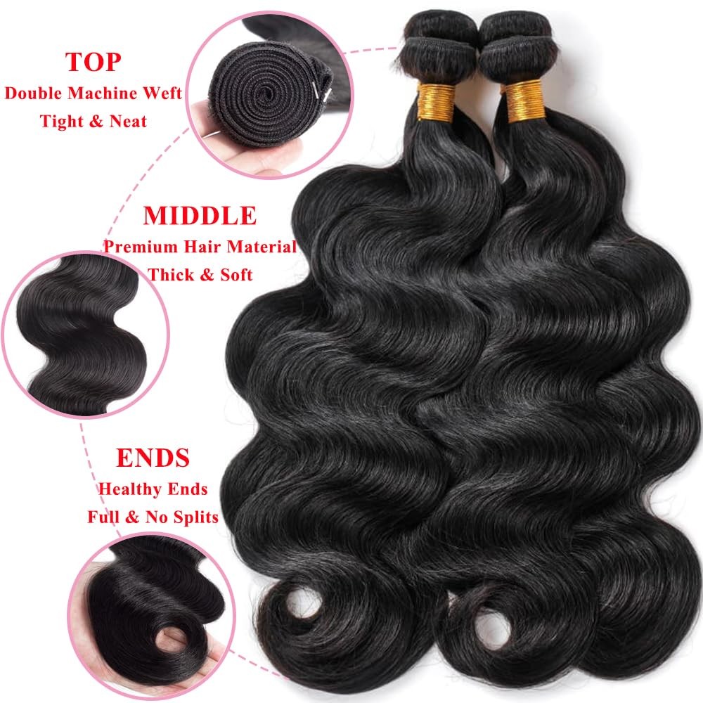 Multino 16A Human Hair Bundles 12 14 16 18 Inch Body Wave Bundles Human Hair