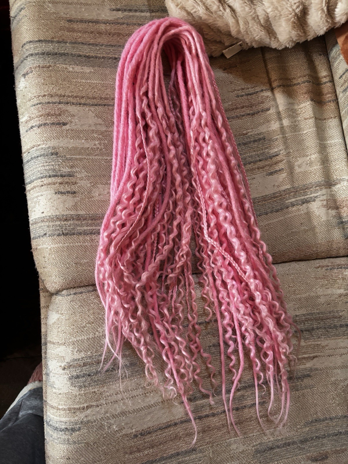 Pink Wavy Synthetic Dreadlock Hair Extension Loop Attachment 21-30 in