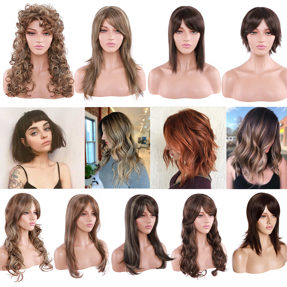 Women Girls Wigs Fashion Daily Party Cosplay Curly Straight Wavy Hair Wigs Hair