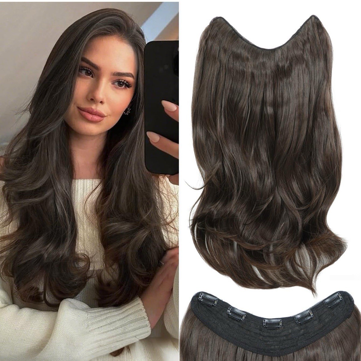 Hair Extensions 20inch Clip in Hair Extensions 1PCS U-shape Clip on