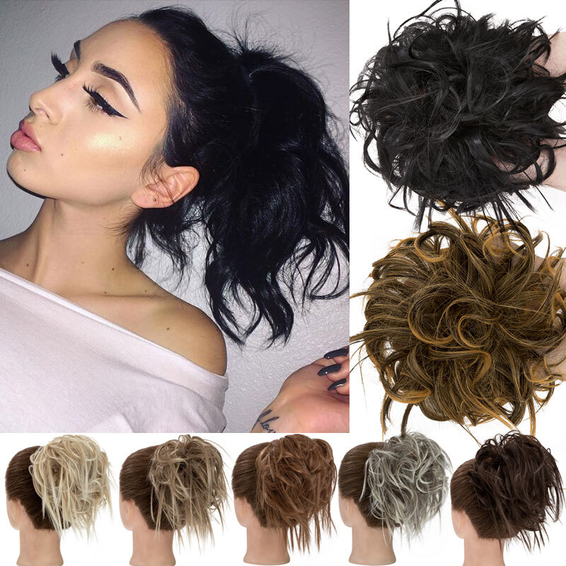 Messy Bun Hair Piece Scrunchie Updo 100% Real Thick Natural Hair Extensions 45G