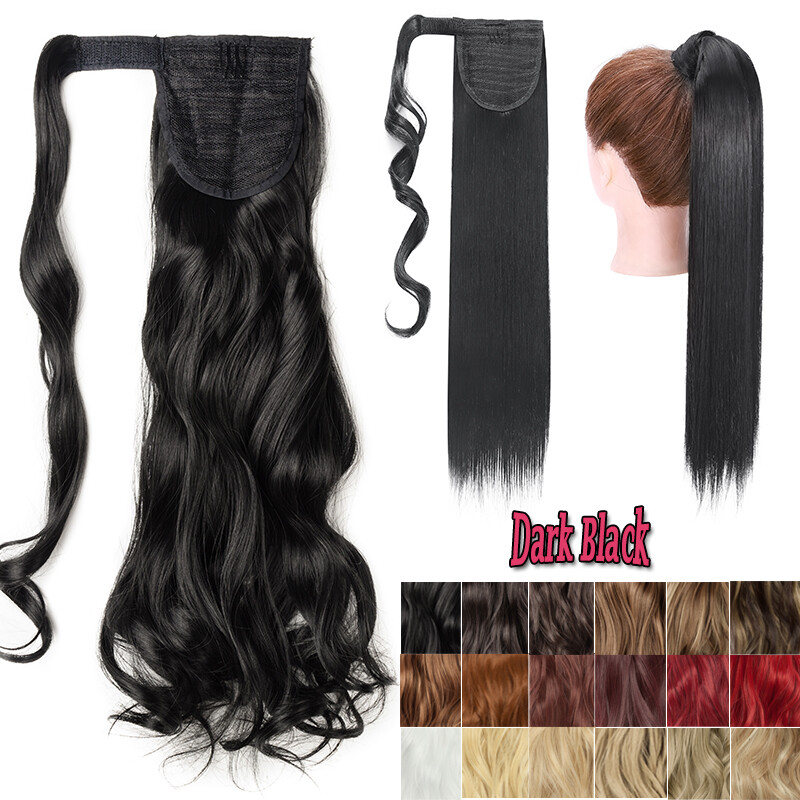 100% Long Thick Ponytail Clip In As Human Hair Extension Pony Tail Wrap On Piece