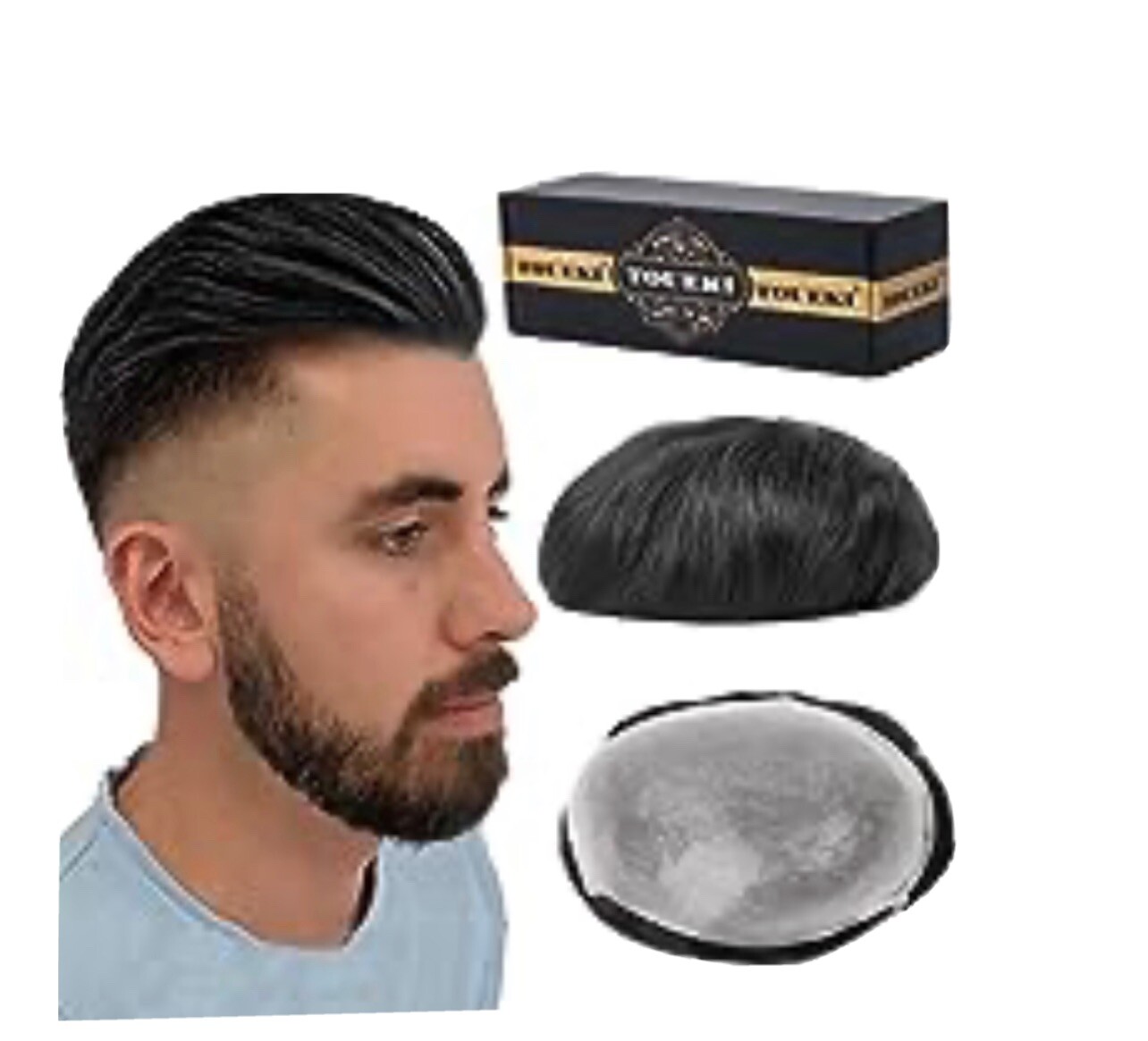 Toupee for Men 8x10in 0.06mm Thin PU Skin Black V-looped Human Hair