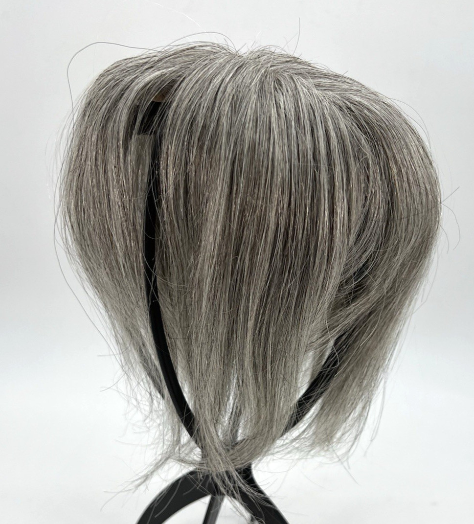 Dark Gray with Bangs 100% Human Hair 10in Topper
