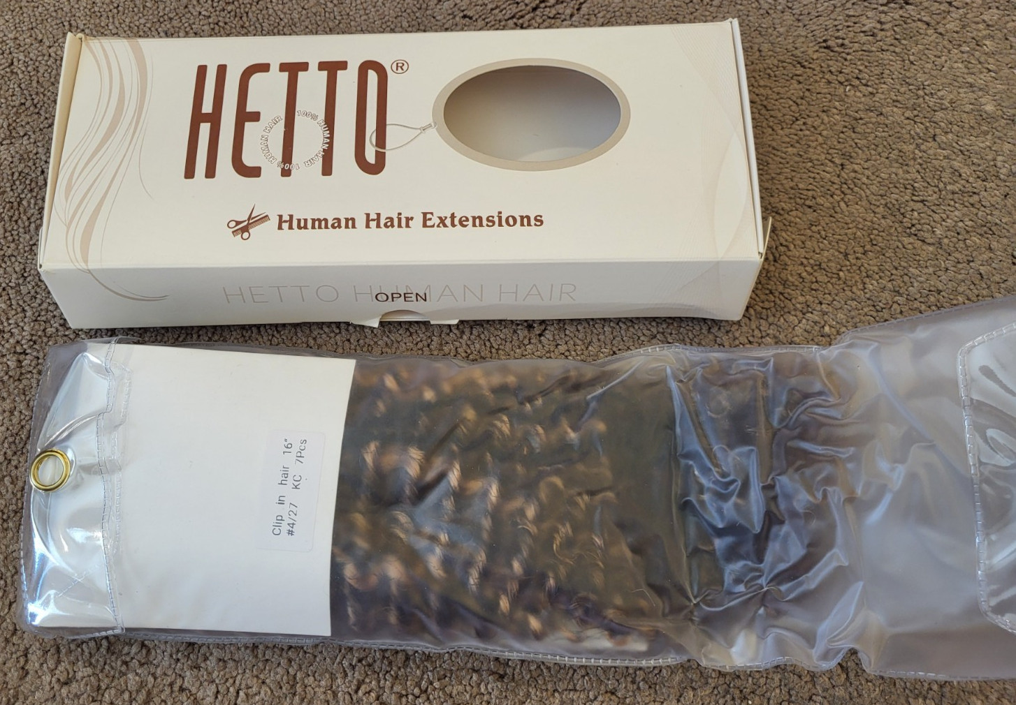 Hetto Human Hair 16″ Curly Wavy Clip in Hair Extension 4/27 KC 7 Pcs HIghlight