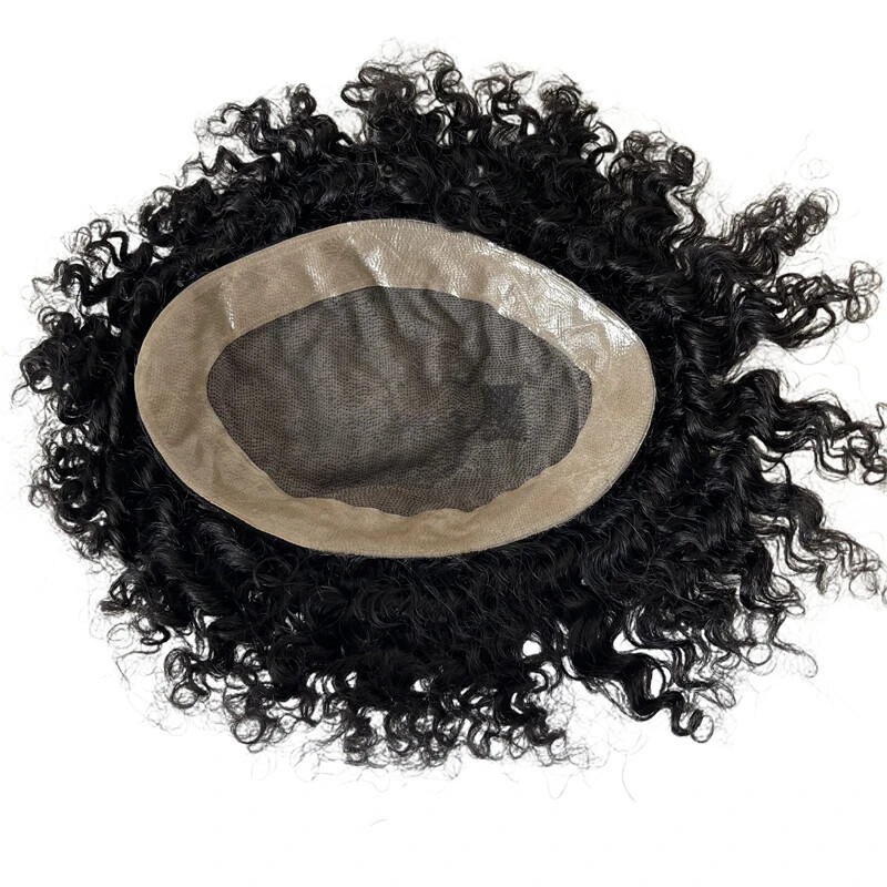 Virgin Human Hair Toupee 10mm Wave 8×10 Mono Lace Unit for Black Men