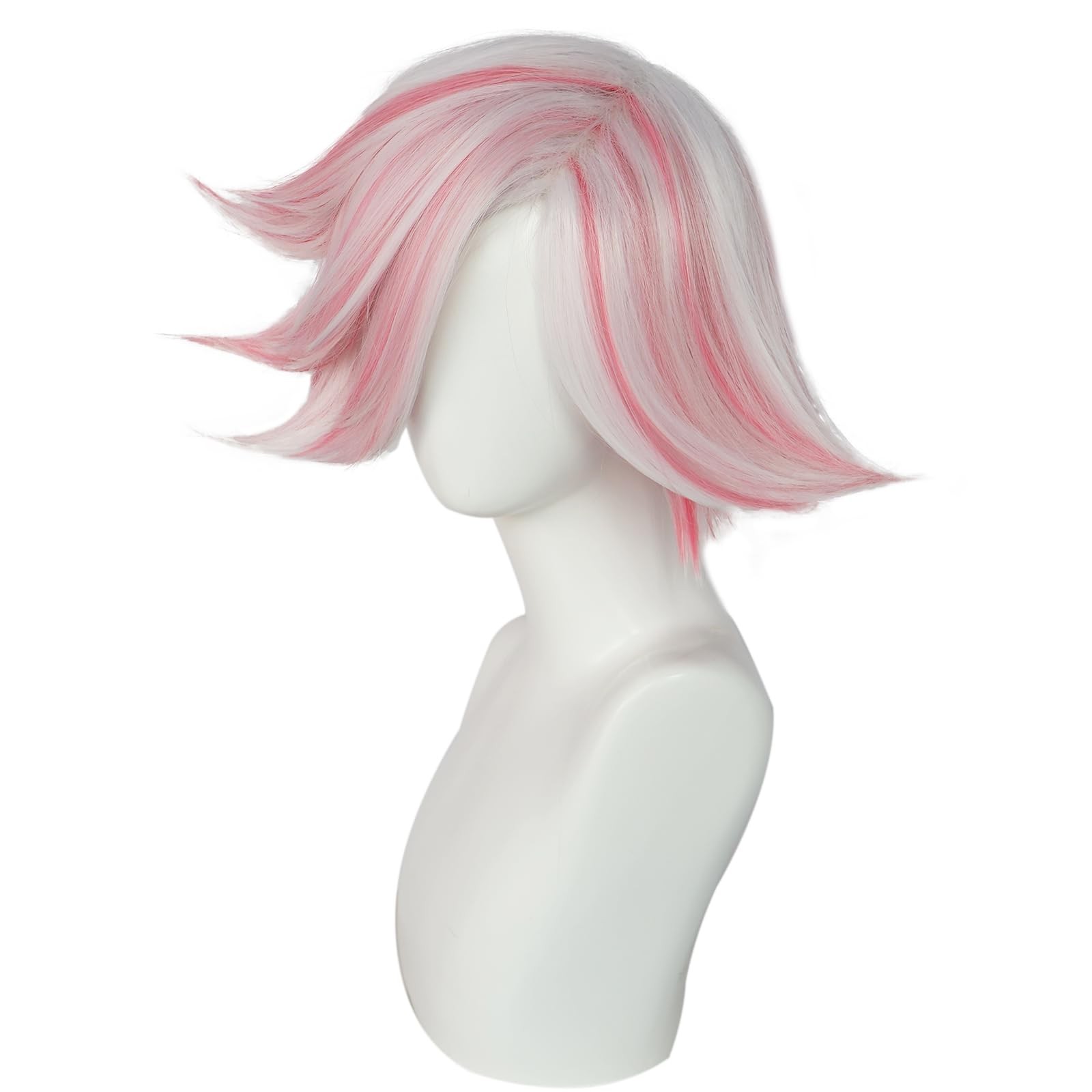 Angel Dust Cosplay Wig for Anime Costume Short White and Pink Wigs Cosplay for H