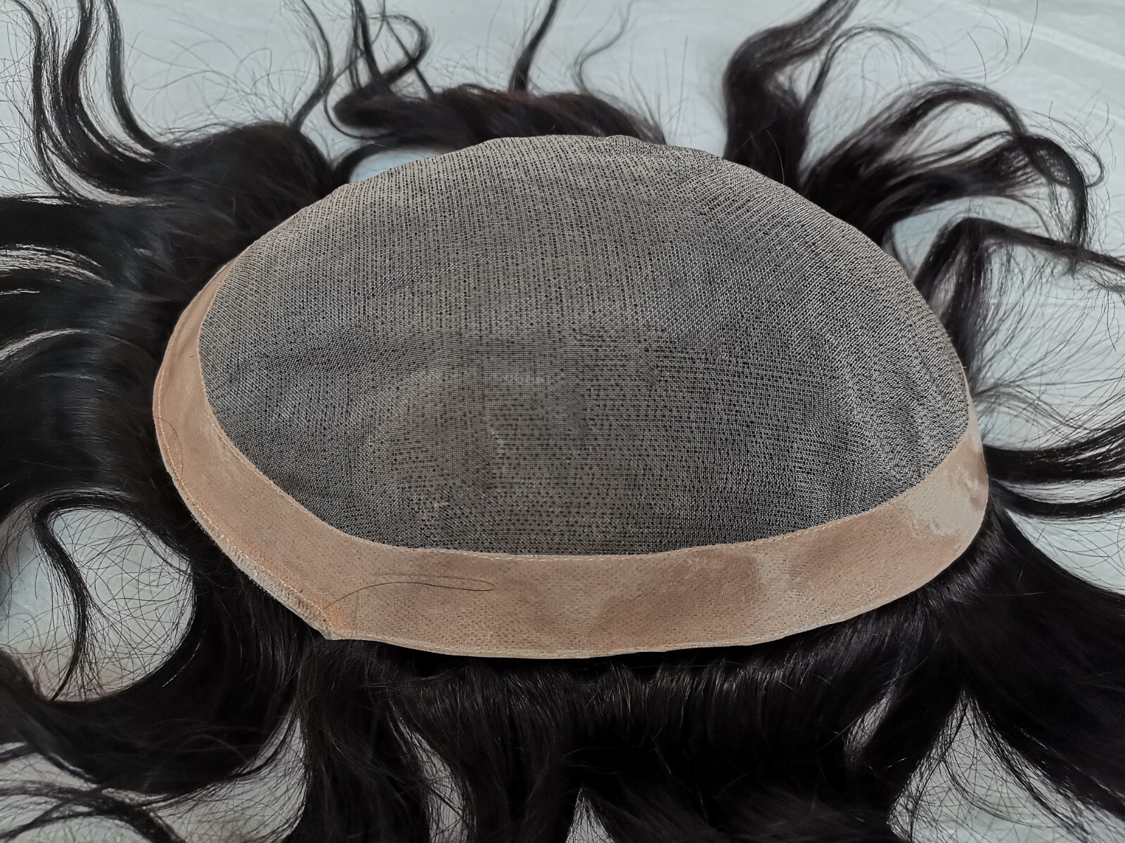 N.L.W Toupee for mens human hair fine mono hair pieces natural black