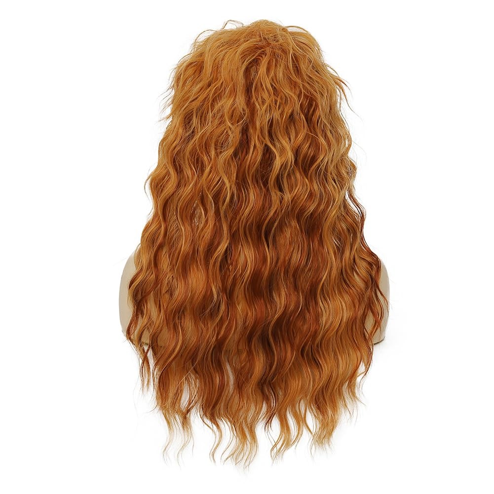Long Mullet Wigs for Women Curly Blonde Wavy Rocker Punk 70s 80s Costumes Wigs w