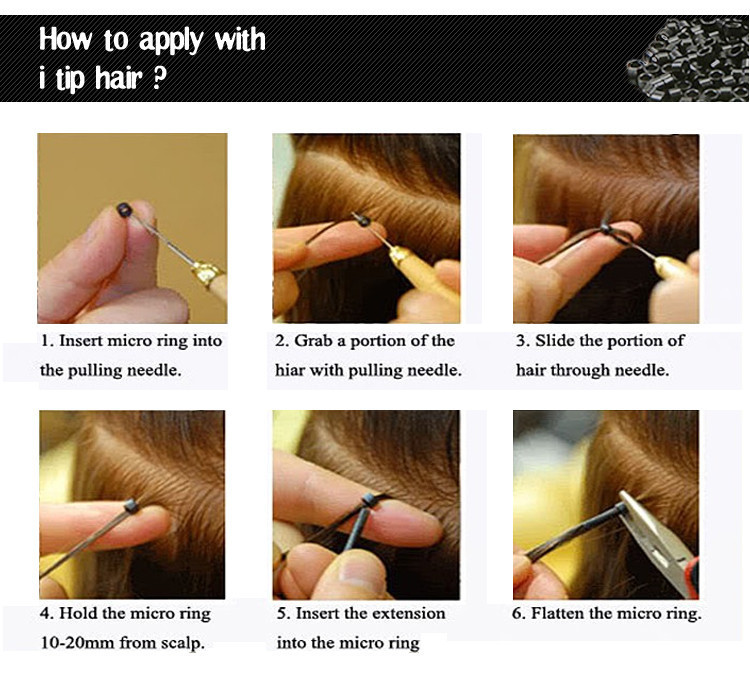 200 Strands Stick I-Tip 100% Real Human Hair Extensions Micro Ring Beads 100g US