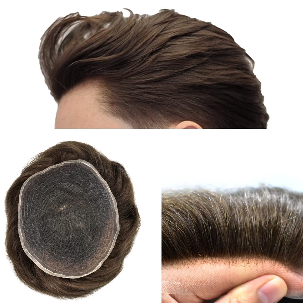 Full French Lace Hair Replacement System For Man Mens Toupee hairpiece (6×8,6×9)