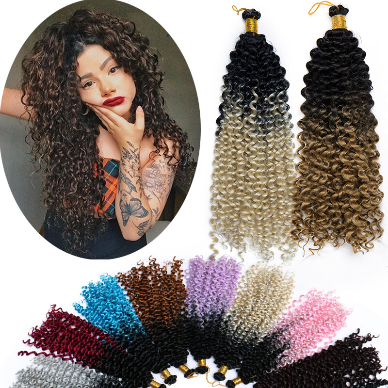 Long 8-14″ Mali Bob Water Wave Kinky Curly Twist Braids Hair Extensions As Human