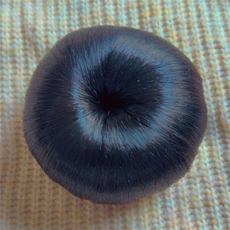 Black Bun Hairpiece Scrunchy Elastic Straight Women