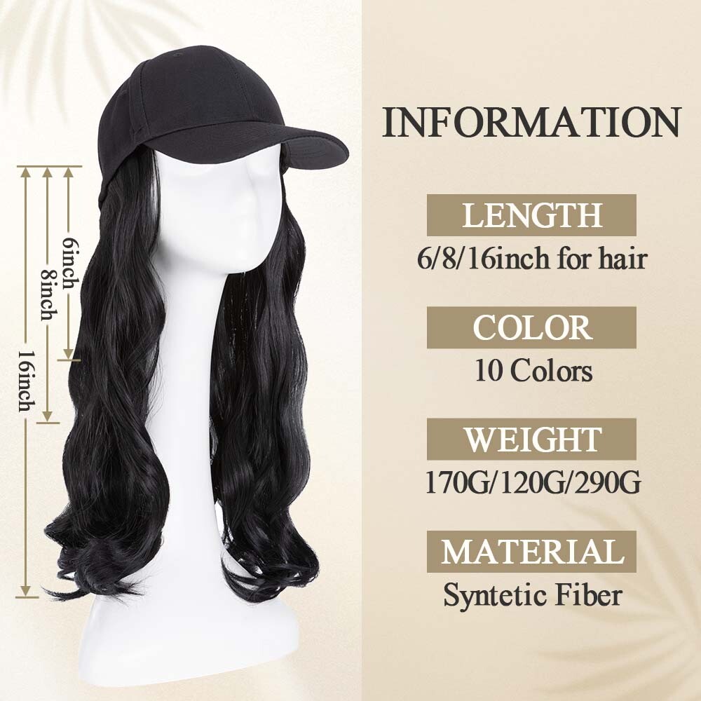Women Wig Beret Hat Baseball Hat With Synthetic Hair Baseball Cap Wig Adjustable