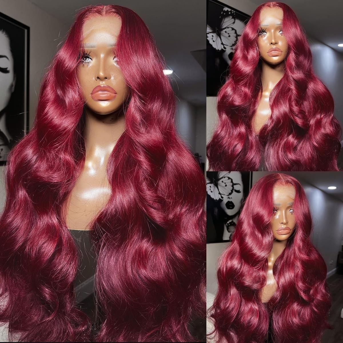 YesJYas 99J Burgundy Lace Front Wigs Human Hair 13X4 Body Wave HD 26Inch